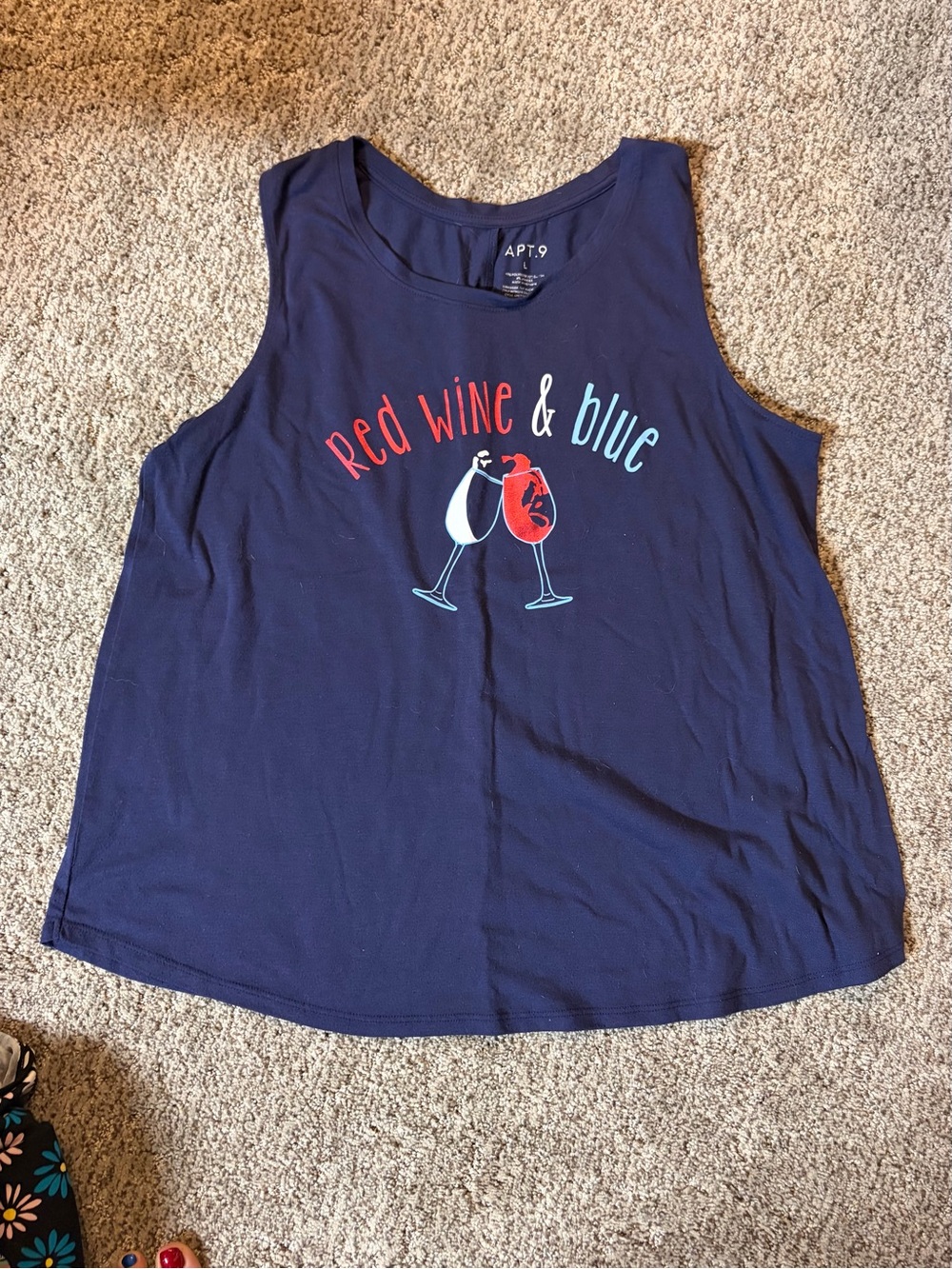 Apt. 9 Navy Graphic 'Red Wine & Blue' Tank